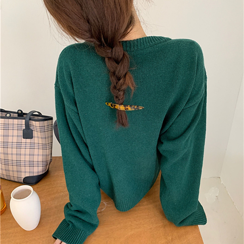 Autumn Winter Sweater Office Lady Work Vintage Floral Embroidery Tops Long Sleeve Knitted Sweaters Cardigan 210421