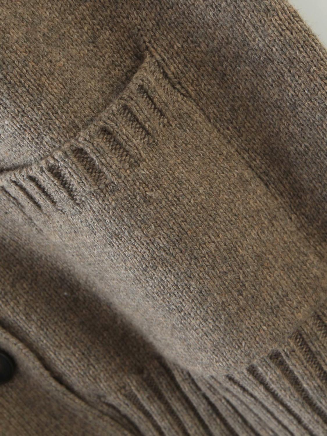 Autumn Vintage Khaki Sleeveless Knitted Cardigan Women Korean Clothing Loose Pocket V Neck Sweater Vest Boyfriend Style Knitwear 210429
