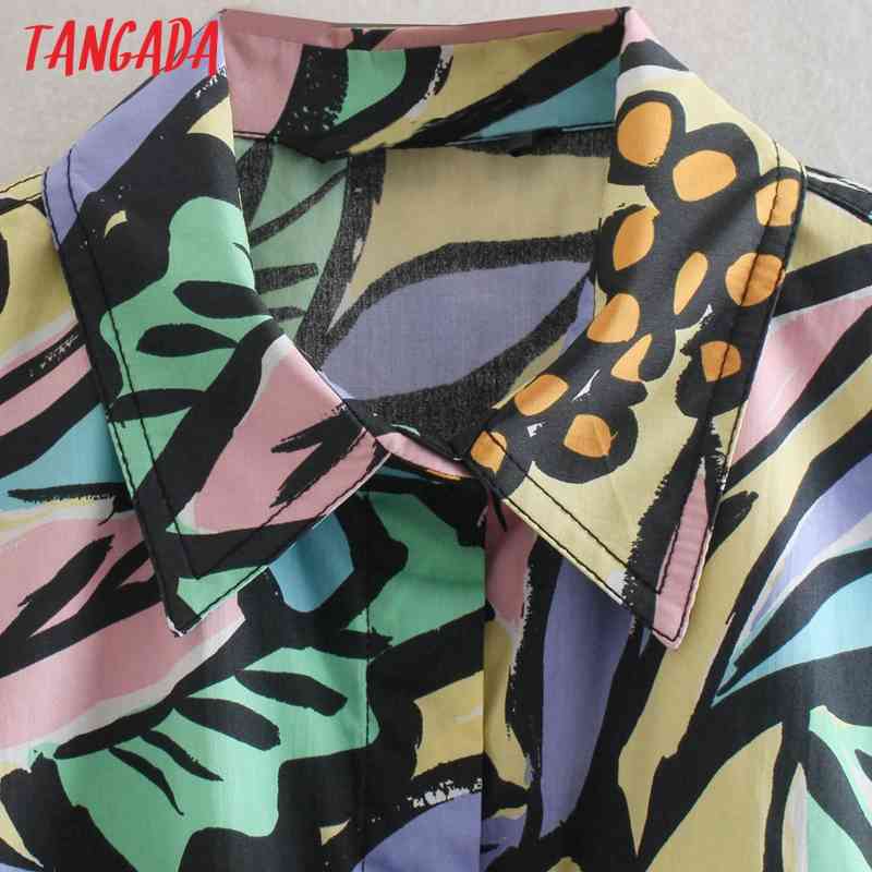 Women Retro Flowers Print Oversize Summer Sleeve Chic Female Short Blouse Shirt Tops 2W90 210416