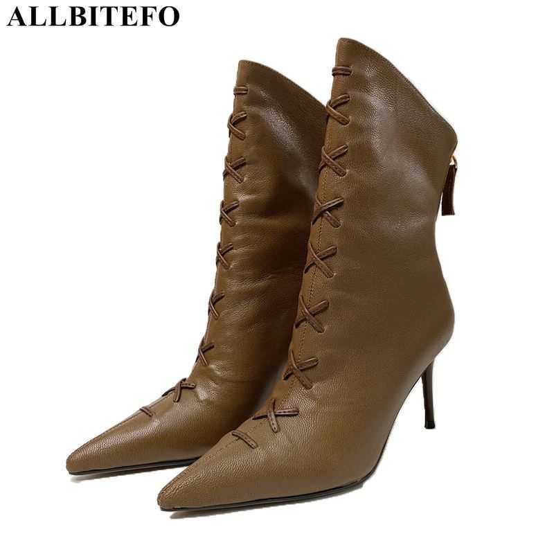 ALLBITEFO soft sheepskin genuine leather thin heel ankle boots for women fashion high heel shoes women boots street party shoes 210611, As picture
ALLBITEFO soft sheepskin genuine leather thin heel ankle boots for women fashion high heel shoes women boots street party shoes 210611, As picture
