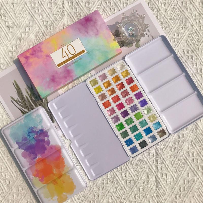 Gift Sets 40 Color Pearlescent Solid Watercolor Gillter Paint For Beginners Professional Drawing Art Supplies Set Safety Nail
Gift Sets 40 Color Pearlescent Solid Watercolor Gillter Paint For Beginners Professional Drawing Art Supplies Set Safety Nail