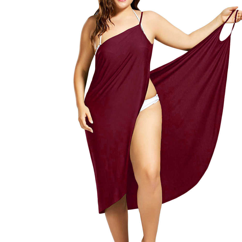 Black Wrap Sarong Beach Dress Holiday wear Women Summer Sexy Robe Casual Backless Plus Size Vestidos 5XL 210526