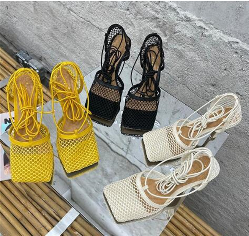 Fashion Women Sandals Square Toe Hollow Sexy Pumps Thin High Heels Cross Strap Sandals Lace Up Yellow/Black/Beige Fashion Slides
Fashion Women Sandals Square Toe Hollow Sexy Pumps Thin High Heels Cross Strap Sandals Lace Up Yellow/Black/Beige Fashion Slides