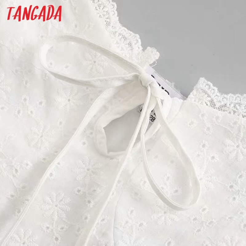 Summer Women White Lace Off Shoulder Square Neck Short Sleeve Ladies Mini Dress 3D40 210416