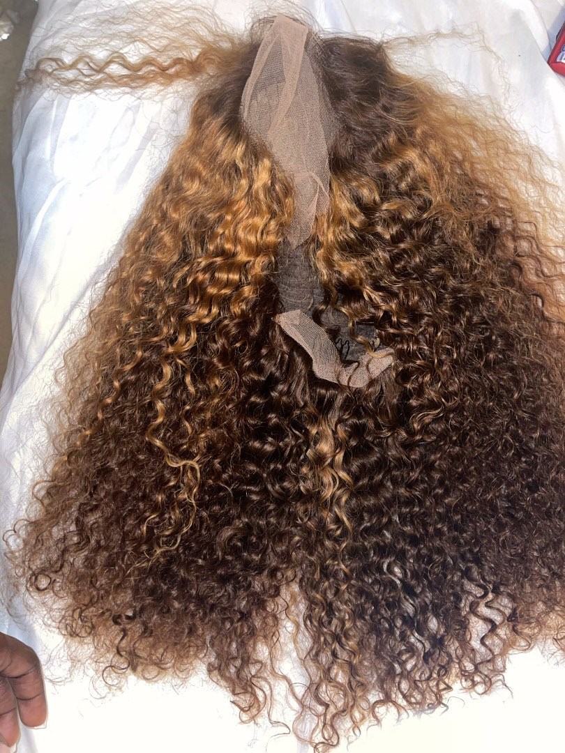 Ombre Curly Human Hair Wig Water For Women Wigs Brazilian Lace Front Short Bob Highlight Hd Transparent Deep Wave Frontal 150%