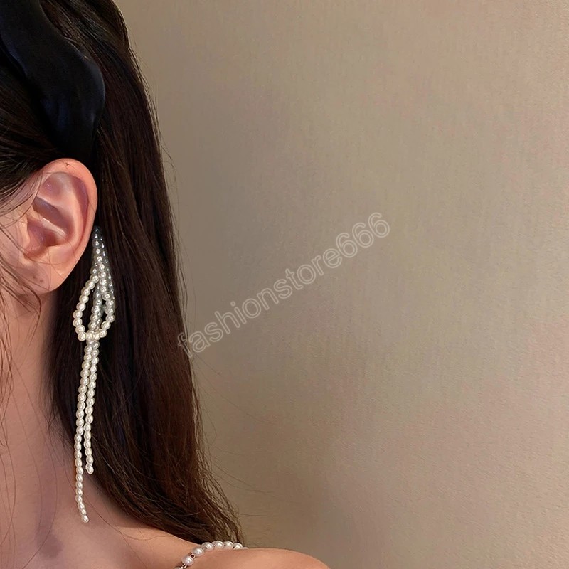 Wrinkle Bow Net Headband Girls Hair Accessories Pearl Tassel Headbands Princess Beauty Headband Girl Sweet Gift