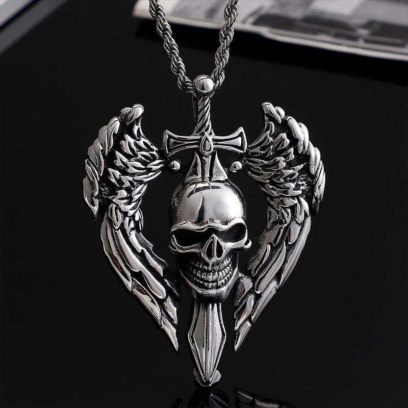 Chains Punk Devil Angel Wing Skull Sword Pendant Necklace Stainless Steel Mens Rocker Hip Hop Jewelry Accessories Drop
Chains Punk Devil Angel Wing Skull Sword Pendant Necklace Stainless Steel Mens Rocker Hip Hop Jewelry Accessories Drop