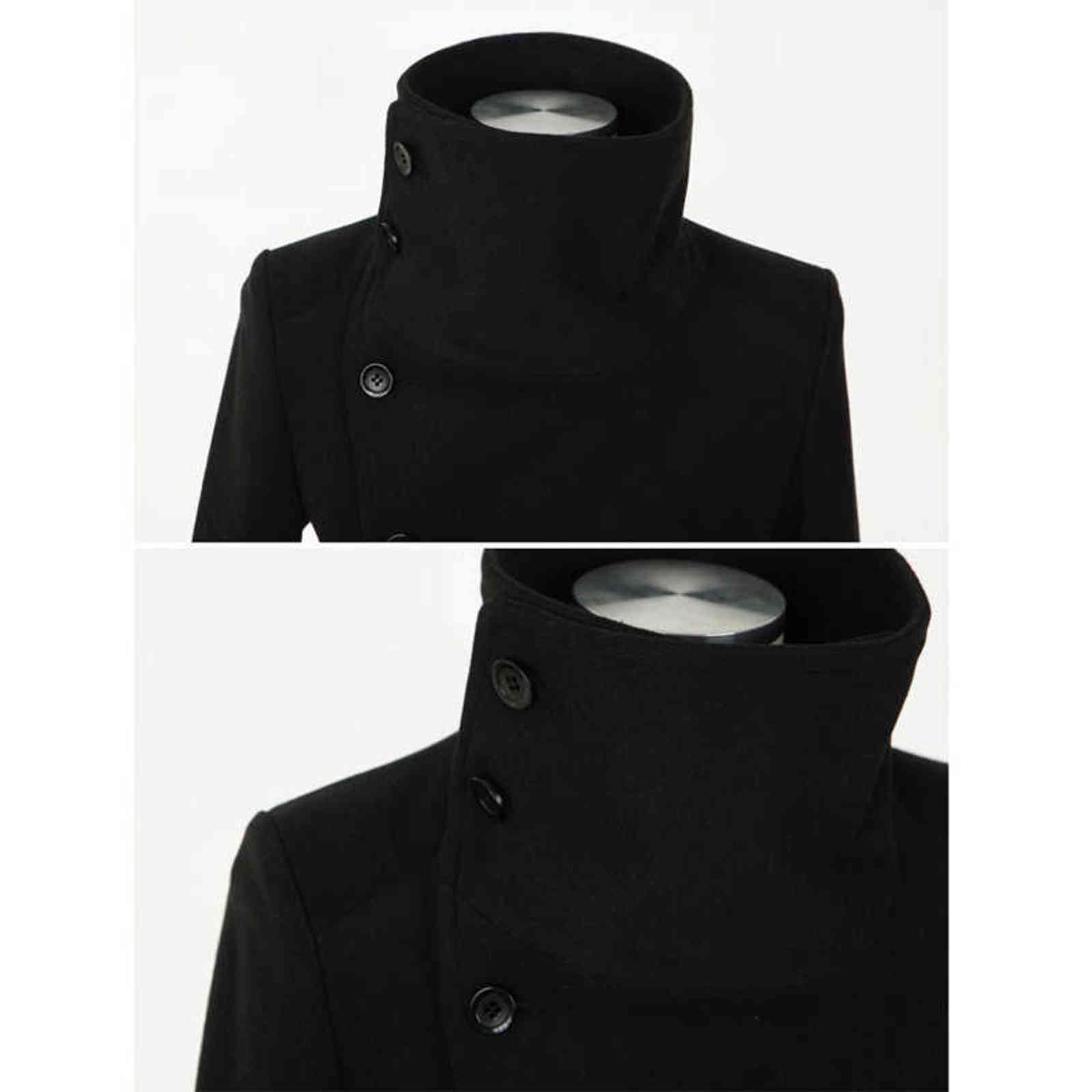 Wool Coat Male Wool Jackets Autumn Men Woolen Coats Manteau Homme Middle Long Jackets Coats Mens Warm Wool Overcoat Size 2XL 211122