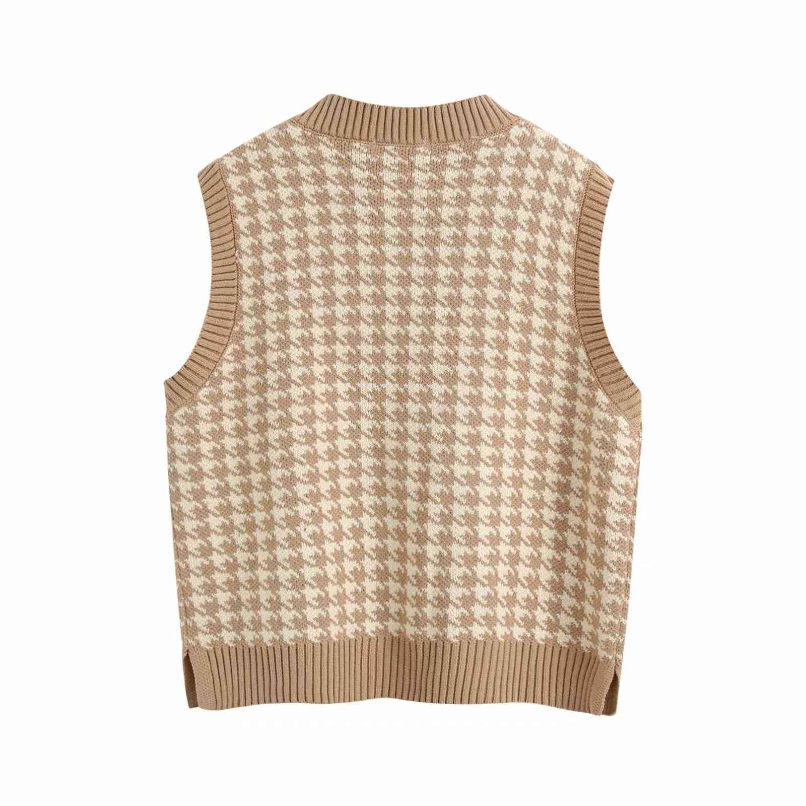 Fashion sleeveless vest sweater women pullover casual v neck knitted sweater winter cute korean sweater 211109