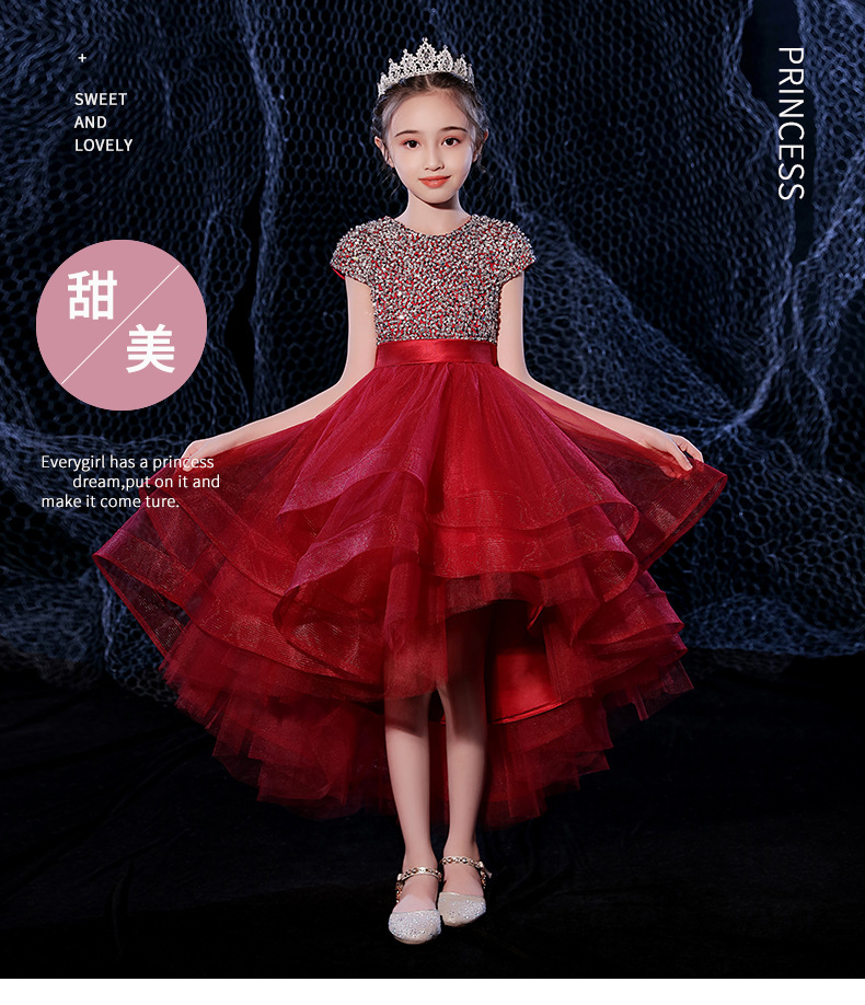 Sequined Girl's Dresses Lace Embroidery Flower Girl Spaghetti Ball Gown Tulle Little Baby Birthday Communion Pageant Gowns Dresses for Girls