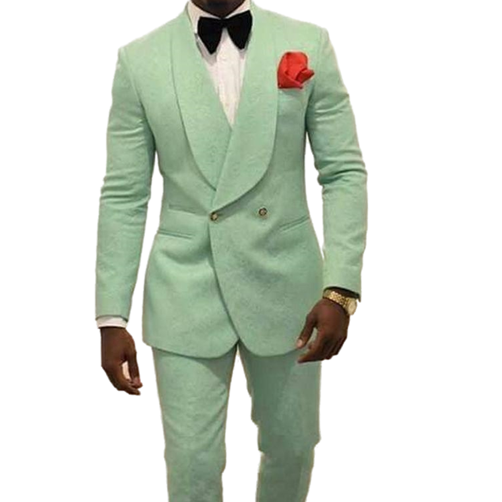 Handsome Mint Green Mens Wedding Tuxedos Two Pieces One Button Classic Fit Men Prom Evening Party Suits Man Formal Wear
