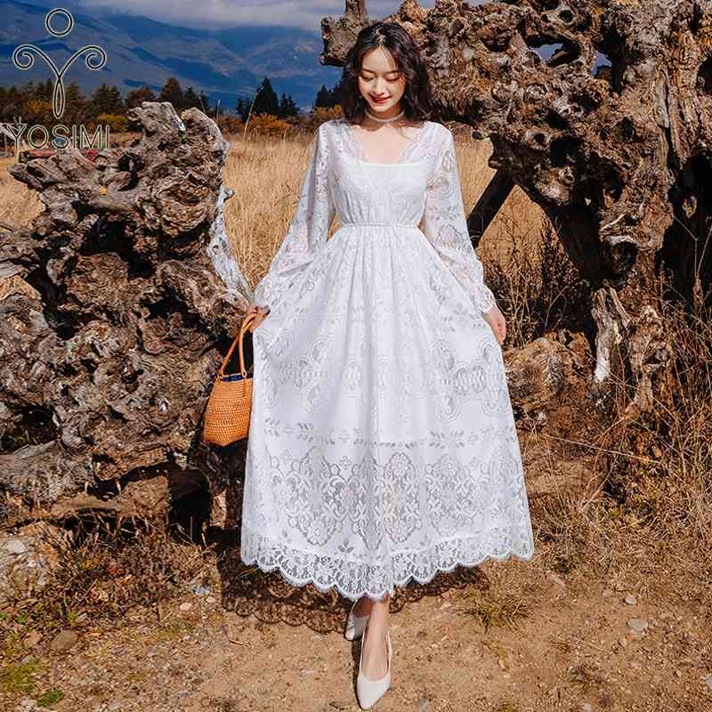 YOSIMI White Lace Dres Elegant Summer Fraiy V-neck Ankle-Length A-Line Long Sleeve Birthday Party Dresses Ladies 210604
YOSIMI White Lace Dres Elegant Summer Fraiy V-neck Ankle-Length A-Line Long Sleeve Birthday Party Dresses Ladies 210604