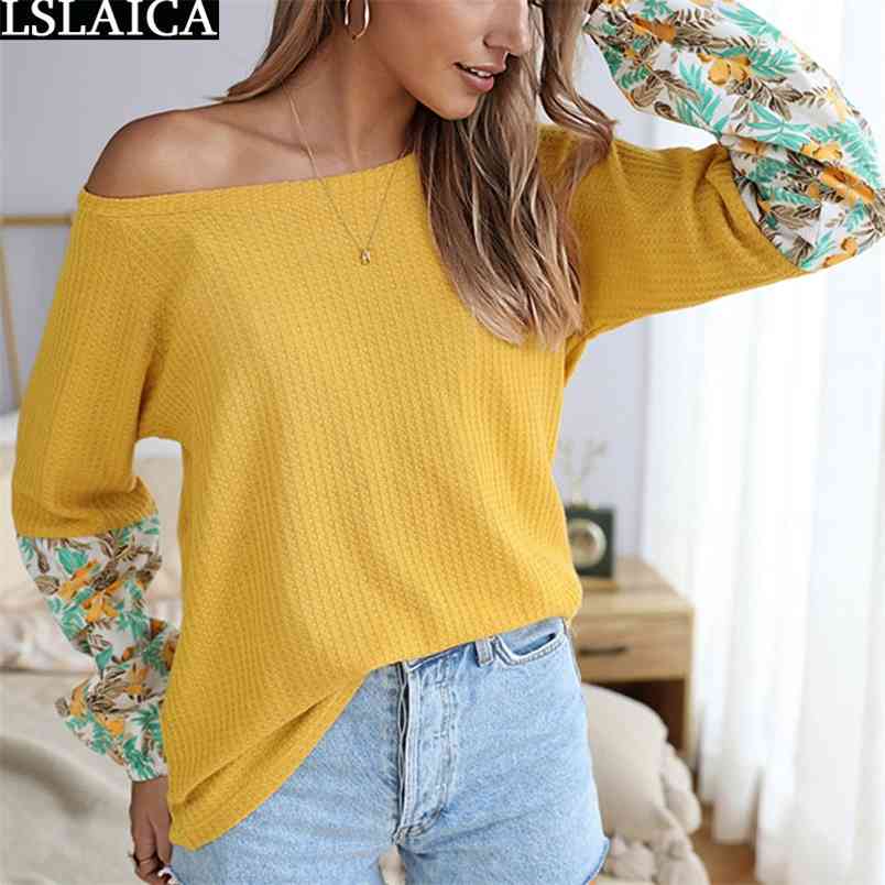 Women Blouses Shirt Casual Patchwork Print Long Sleeve o Neck Loose Female Tops Shirts Autumn Winter Fashion Streetwear OL 210515