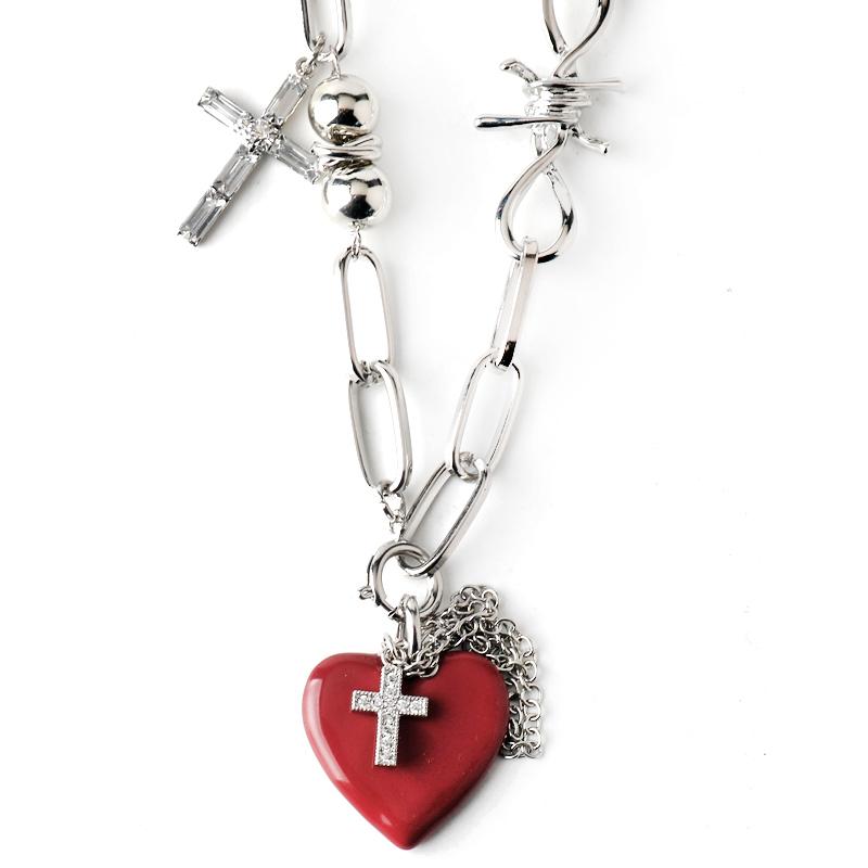 Pendant Necklaces Vintage Punk Red Heart Cross Charm Necklace Fashion Unisex Hip Hop Long Chain For Women Men Jewelry Gift Collar, Silver
Pendant Necklaces Vintage Punk Red Heart Cross Charm Necklace Fashion Unisex Hip Hop Long Chain For Women Men Jewelry Gift Collar, Silver
