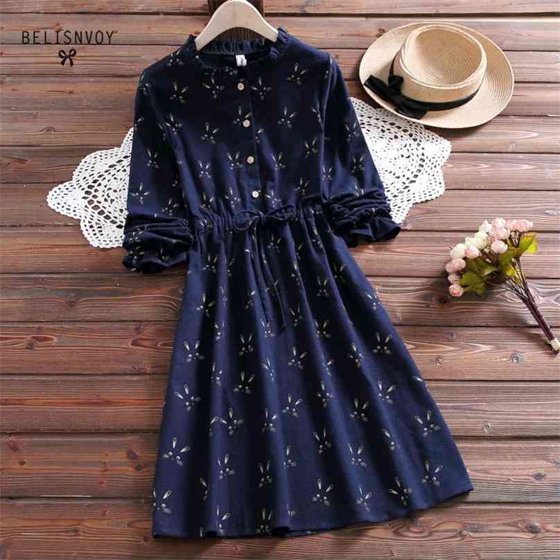 Mori Girl Women Spring Autumn Cute Dress Turn-down Collar Navy Blue Gray Lace Female Elbise Vintage Elegant Cotton Printed 210520, Photo color
Mori Girl Women Spring Autumn Cute Dress Turn-down Collar Navy Blue Gray Lace Female Elbise Vintage Elegant Cotton Printed 210520, Photo color