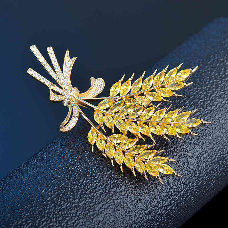 Korean Wheat Ear Brooch Women's Fashion Harvest Golden Barley Elegant Dress Cheongsam Accessories