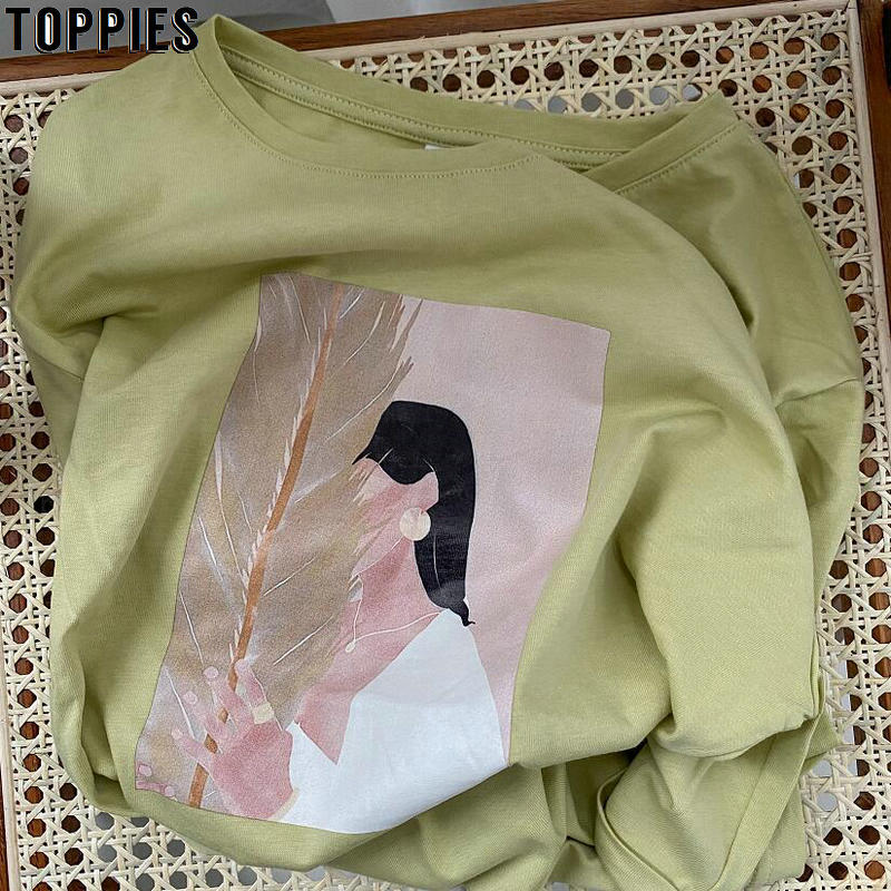 Toppies Summer graphic tees fashion character printing t-shirts summer tops woman short sleeve white t-shirts korean clothings 210406