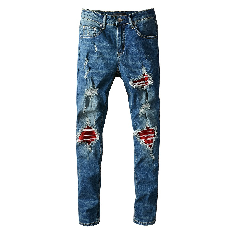 Fashion Blue Color Mens Jeans Hip Hop Slim Fit Streetwear Denim Pants Motorcycle Thin Ripped Holes High End Jean Size 28-40, Blue #670
Fashion Blue Color Mens Jeans Hip Hop Slim Fit Streetwear Denim Pants Motorcycle Thin Ripped Holes High End Jean Size 28-40, Blue #670