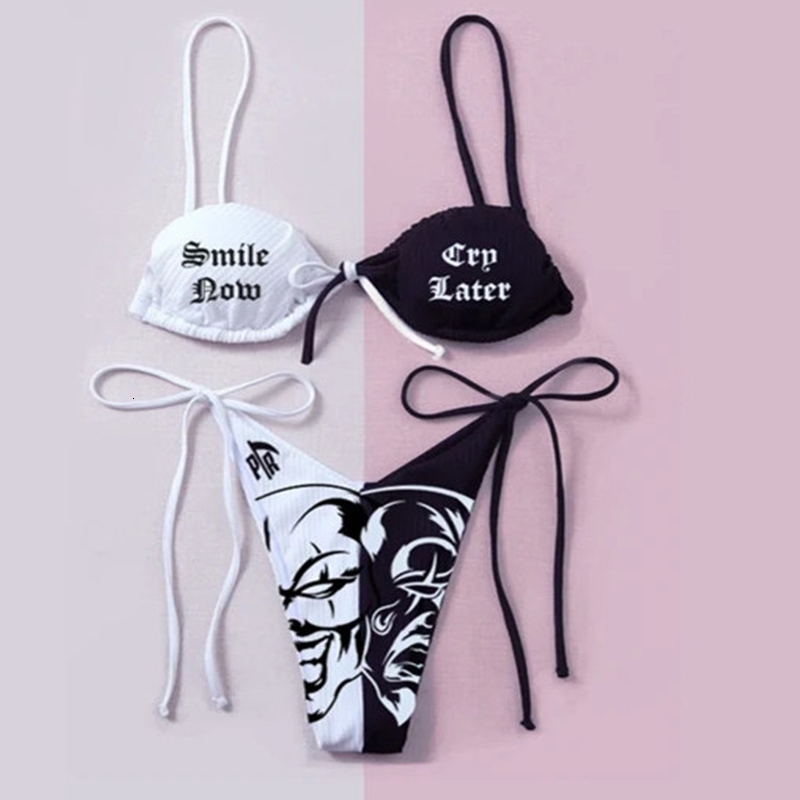 2021 Women Black-and-white Bikini Badpak Angel Vs Devil Funny Double Side Tie Badmode Lots of Style Choose, Skull
2021 Women Black-and-white Bikini Badpak Angel Vs Devil Funny Double Side Tie Badmode Lots of Style Choose, Skull