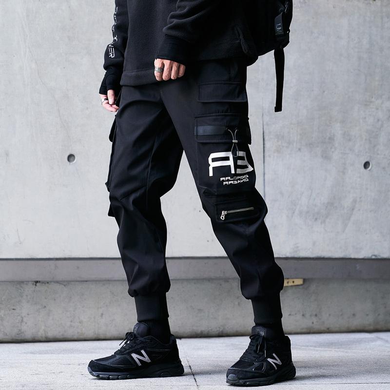 Mens Cargo Hosen Männer Mode 2021 Seite Taschen Joggers Hip Hop Harajuku Japanischen Streetwear Hose Schwarz Männe Men's Pants