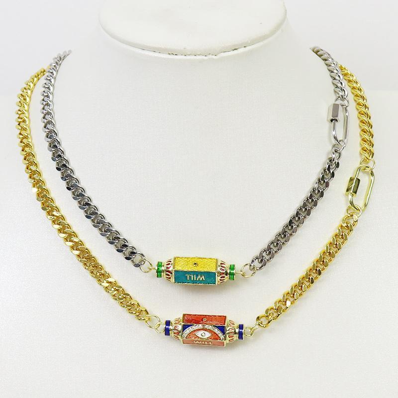 Pcs Eeys Pendants Necklace Enamel Eyes Pendant Gift Simple Jewelry Wholesale Women 9826 Chains