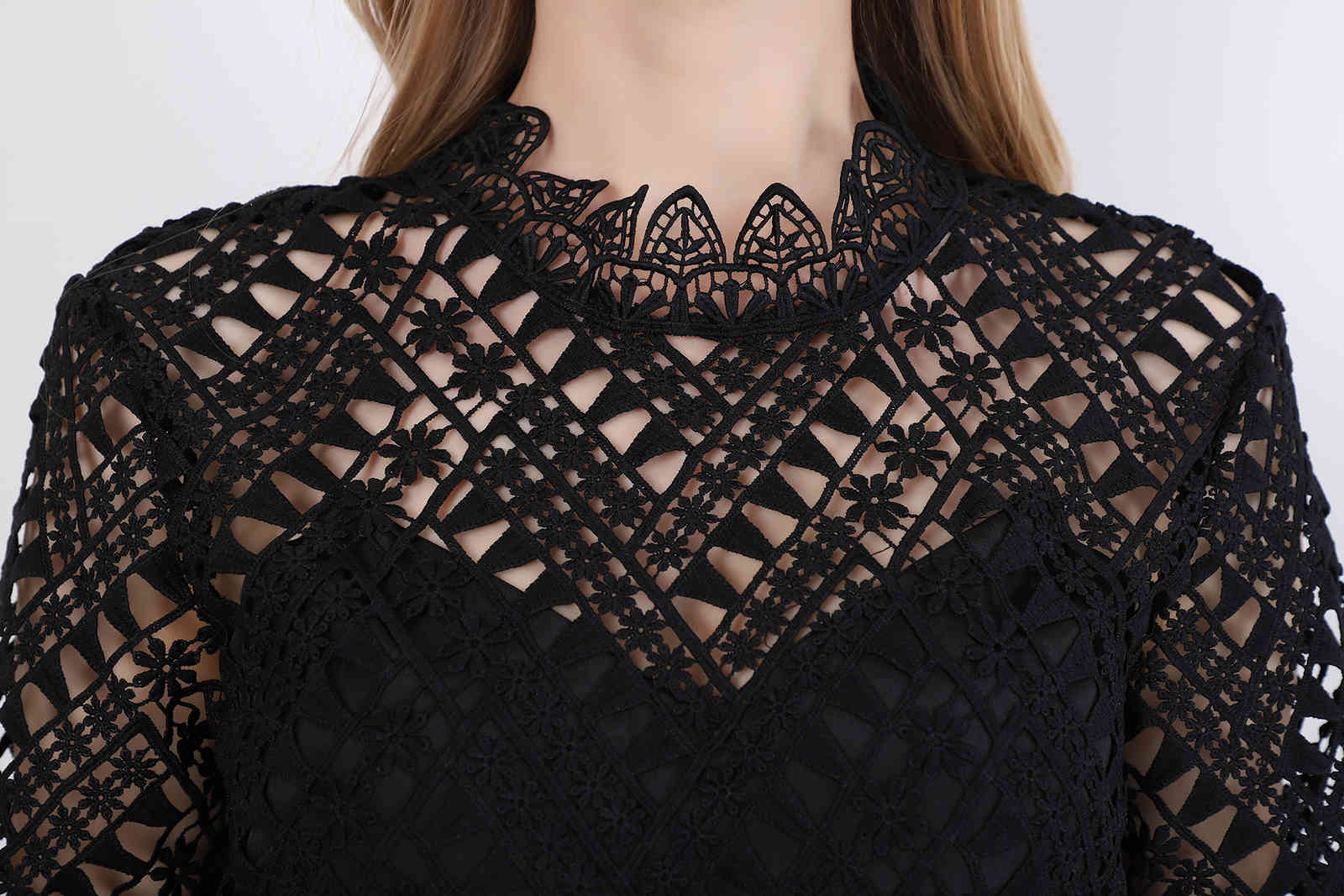 arrive Women's black Lace short Sleeve Summer Dress Sexy hollow Maxi Long vestidos Self Portrait 210520