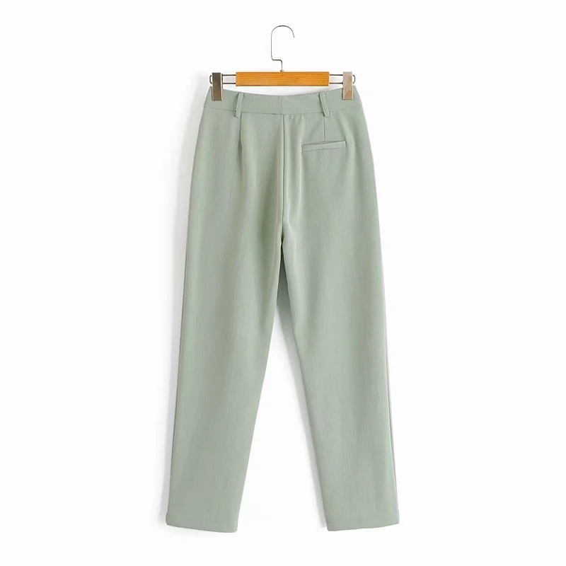 fashion women long pants autumn loose casual ladies elegant female trousers green girls zippers 210430