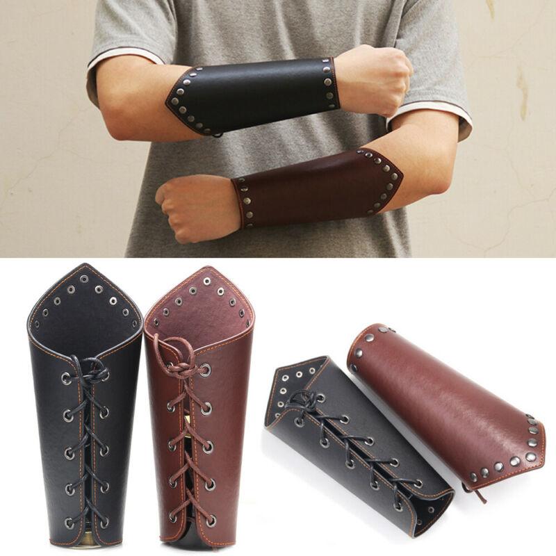 Bangle Armband Leather Punk Wide HipTop Archery Arm Guard Viking Bracer Gauntlet Wristband Bracelet