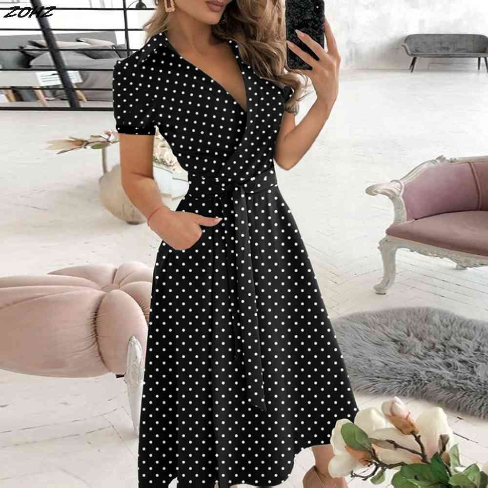Vintage V Neck Bandage Dress Summer Short Sleeve Midi Party Women Elegant High Waist Slim Holiday Sundress 210522