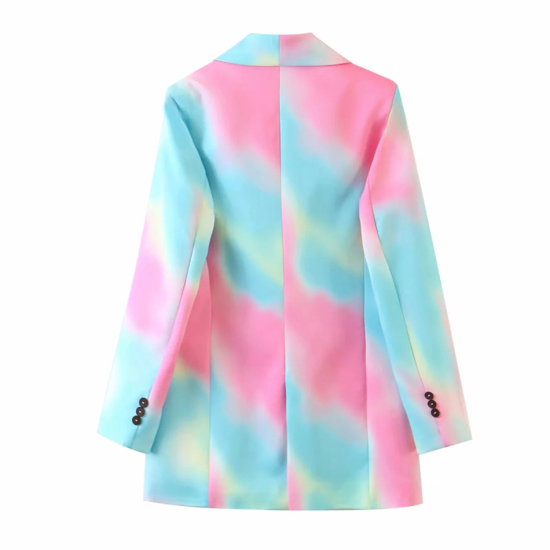 tie dye women vintage colorful long blazer jackets fashion ladies elegant suits casual female chic blazers girls cute 210430