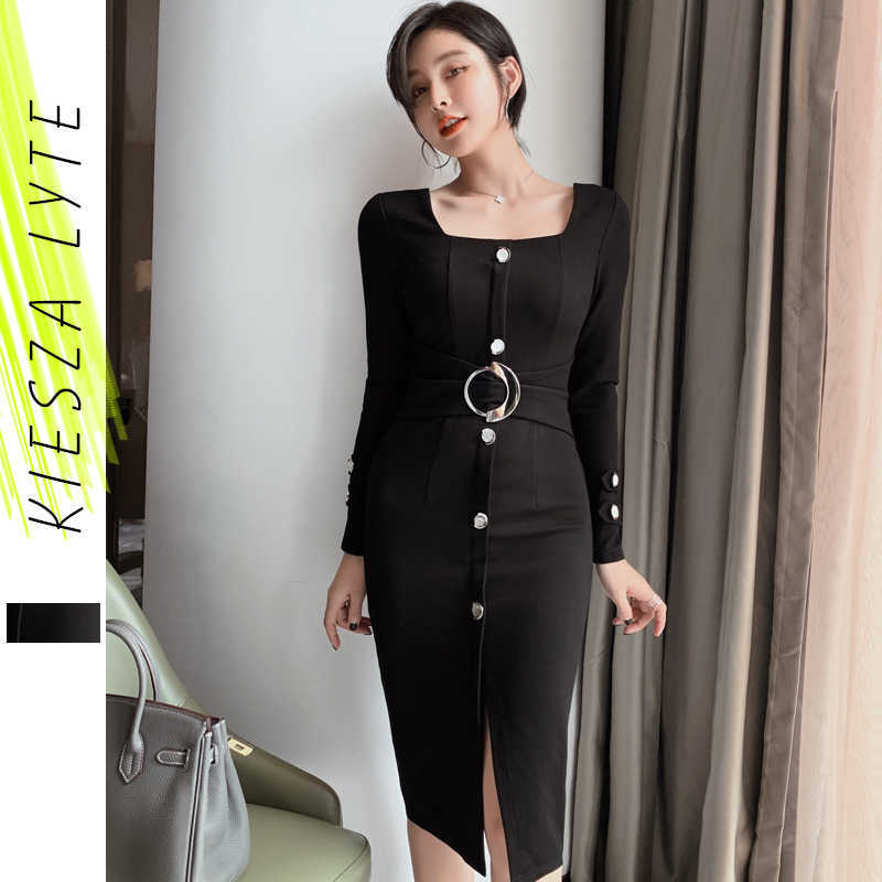 Sexy Bodycon Dress Square Neck With Belt Office Lady Single Breasted Black Dresses Spring Vestidos Women Clothes 210608
Sexy Bodycon Dress Square Neck With Belt Office Lady Single Breasted Black Dresses Spring Vestidos Women Clothes 210608