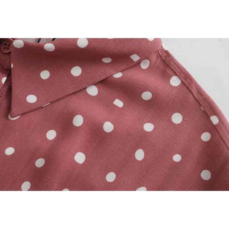 vintage hoho women long dresses summer red polka dot ladies shirt casual female knee-length girls chic 210430