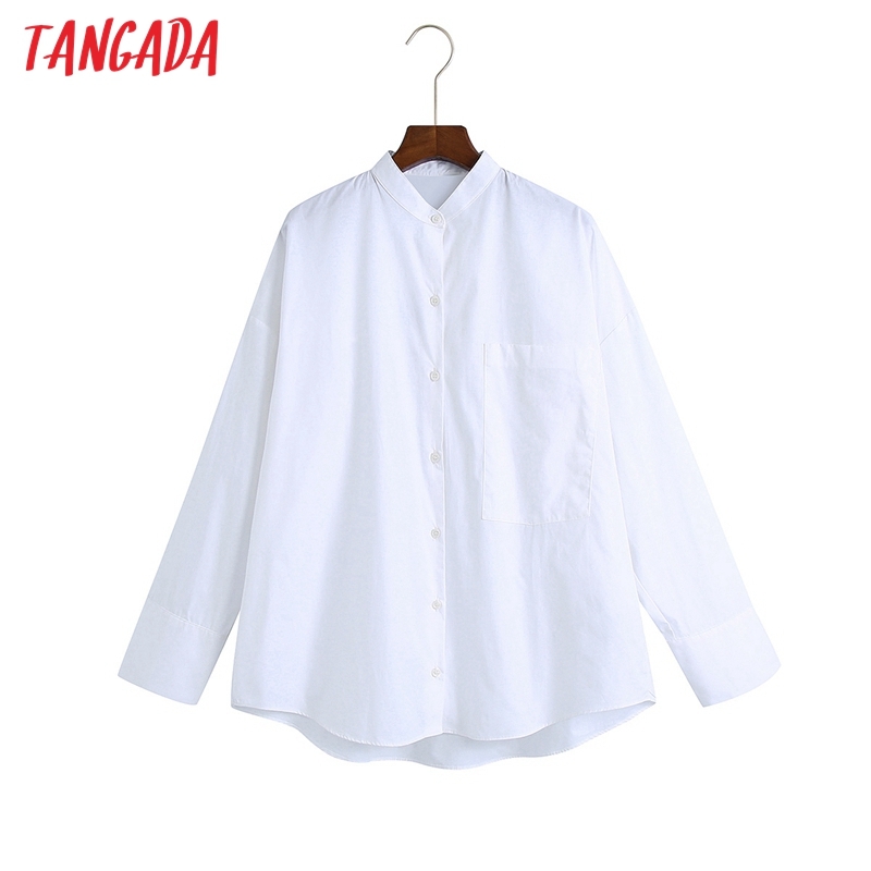 Women Basic White Shirts Long Sleeve Solid Elegant Office Ladies Work Wear Blouses 6Z69 210416