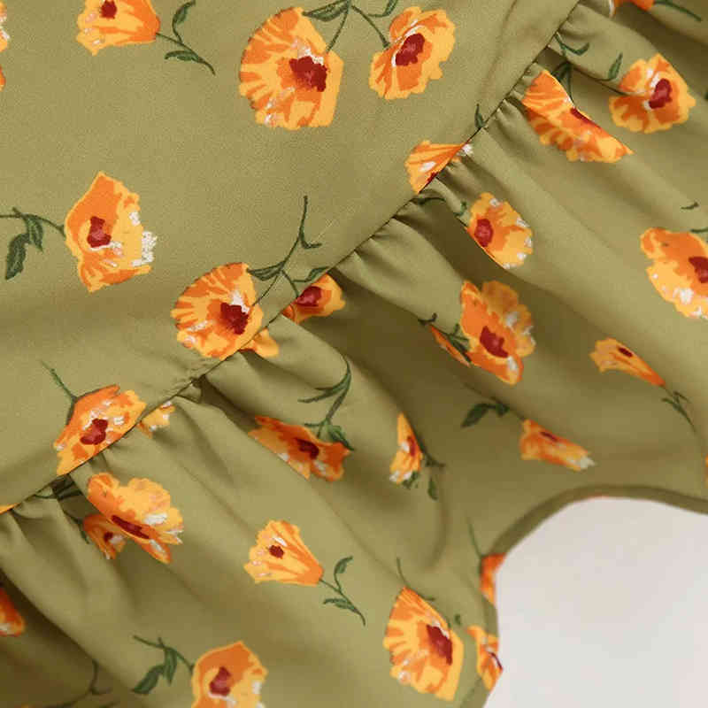 Boho Floral Print Ruffle Midi Dress Women Spaghetti Strap Summer Beach Backless Sleeveless Asymmetrical es 210515