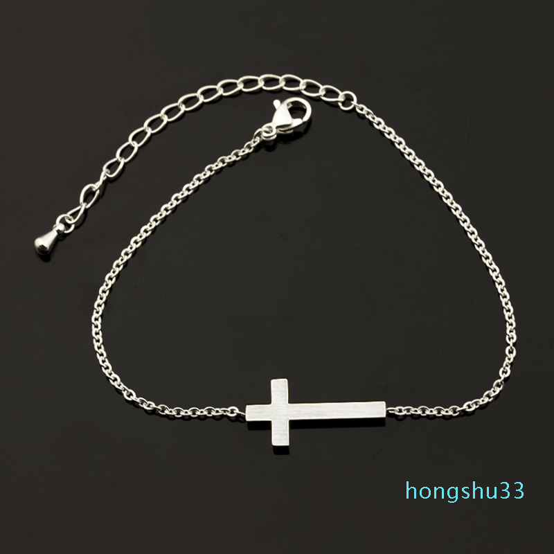 Gold Color Christian Cross Charm Jesus Bracelets For Women Gift Stainless Steel Chain Vintage Jewelry 2017