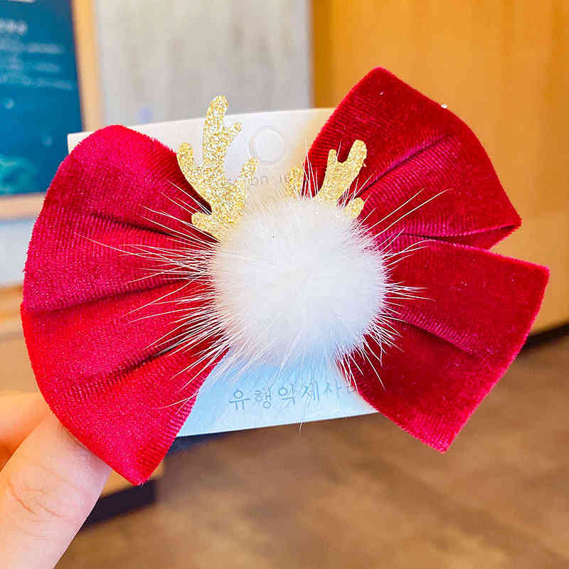 Hair Accessories Children's Bow Hairpin Christmas Headdress Lovely Baby 2021 Girls Cloth Clip Women