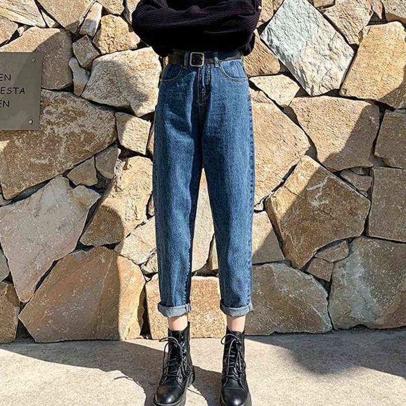 Spring/summer Fashion 9-point straight jeans women's size Hong Kong style high waist slim fat mm loose Joker Torre pants 211112