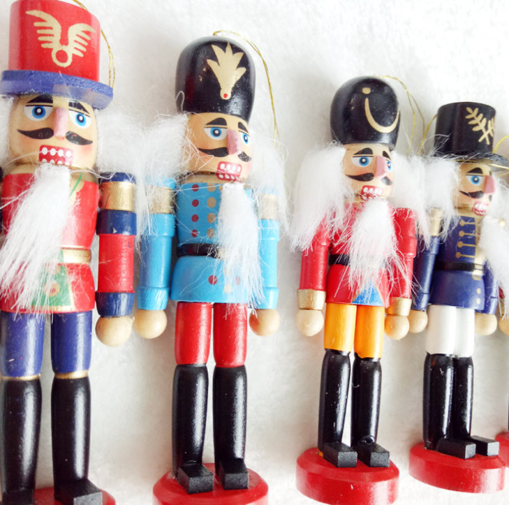 1 set of the latest model = 6 Christmas decorations, Nutcracker, Wooden Puppets, 12CM Tin Soldier Free shipping
