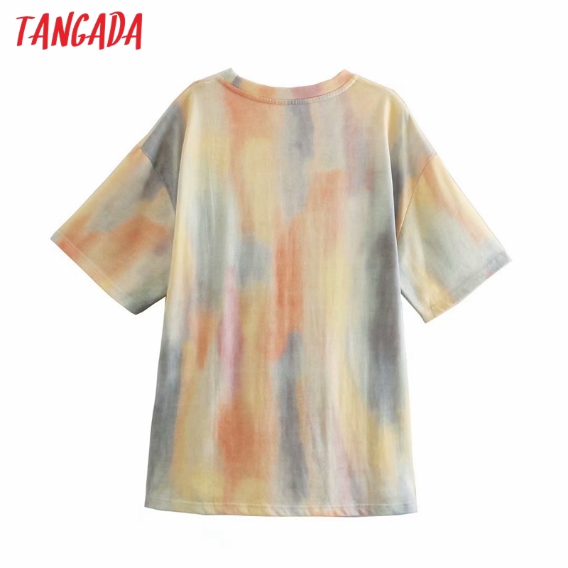 Women Tie Dye Print Oversized T Short Sleeve O Neck Tees Ladies Casual Tee Shirt Street Wear Top 2R39 210416