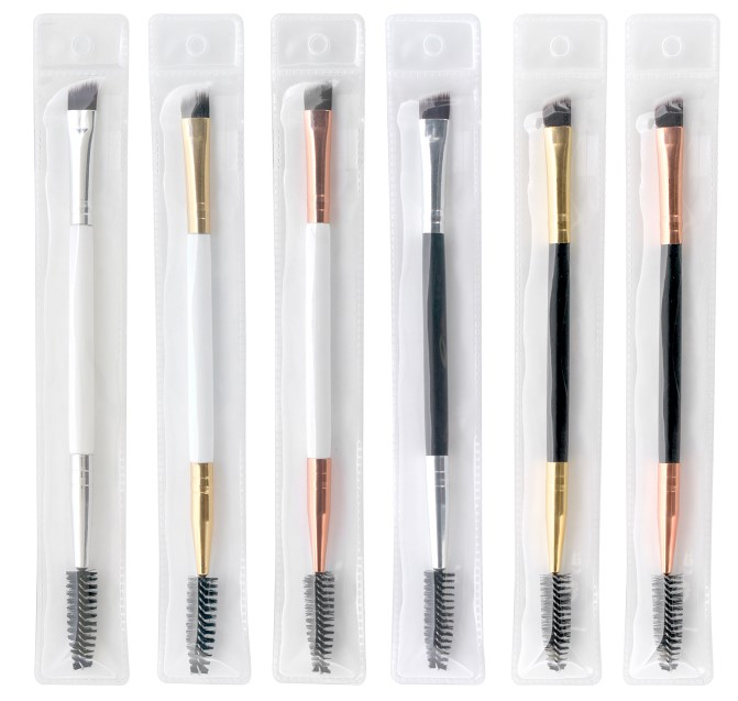 100 pcs custom logo single eye makeup brush free sample spoolie eyebrow brush thin angled brush with PVC bag