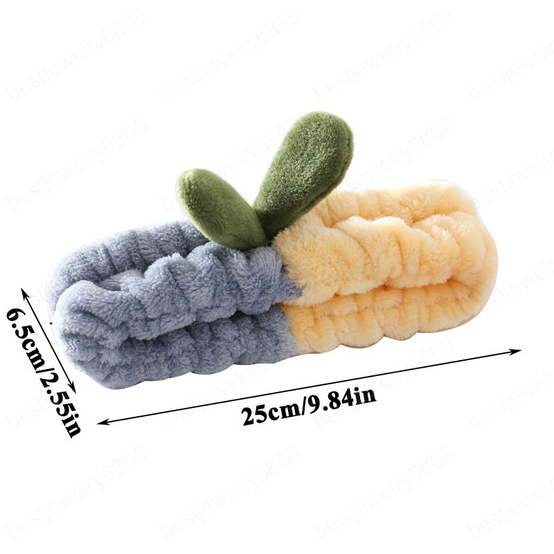 Coral Fleece Headband Grass Bud Hairband Elastic Hair Band Splicing Color Headwrap Turban Makeup Plush Hair Accessories
