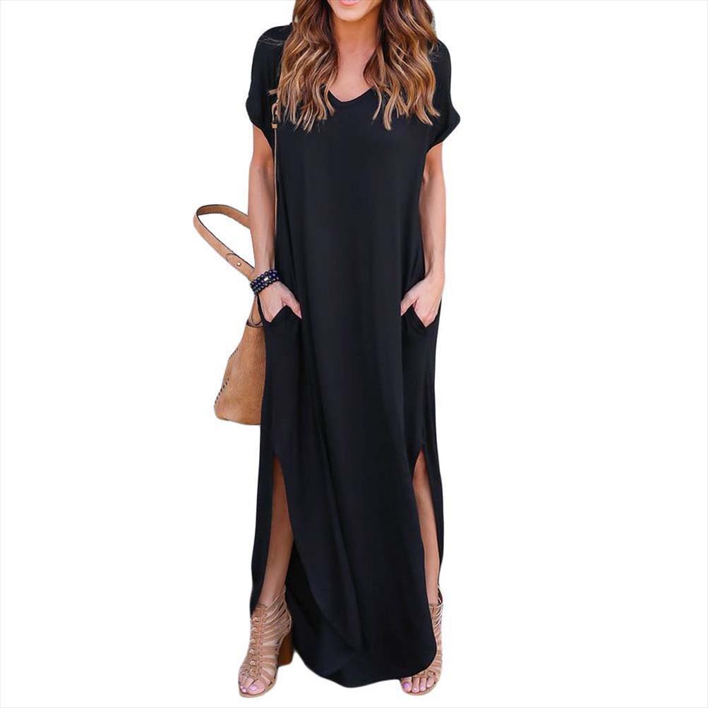 9colors maxi t shirt women dress summer beach casual split elegant short sleeve long dresses plus size, Black;gray
9colors maxi t shirt women dress summer beach casual split elegant short sleeve long dresses plus size, Black;gray