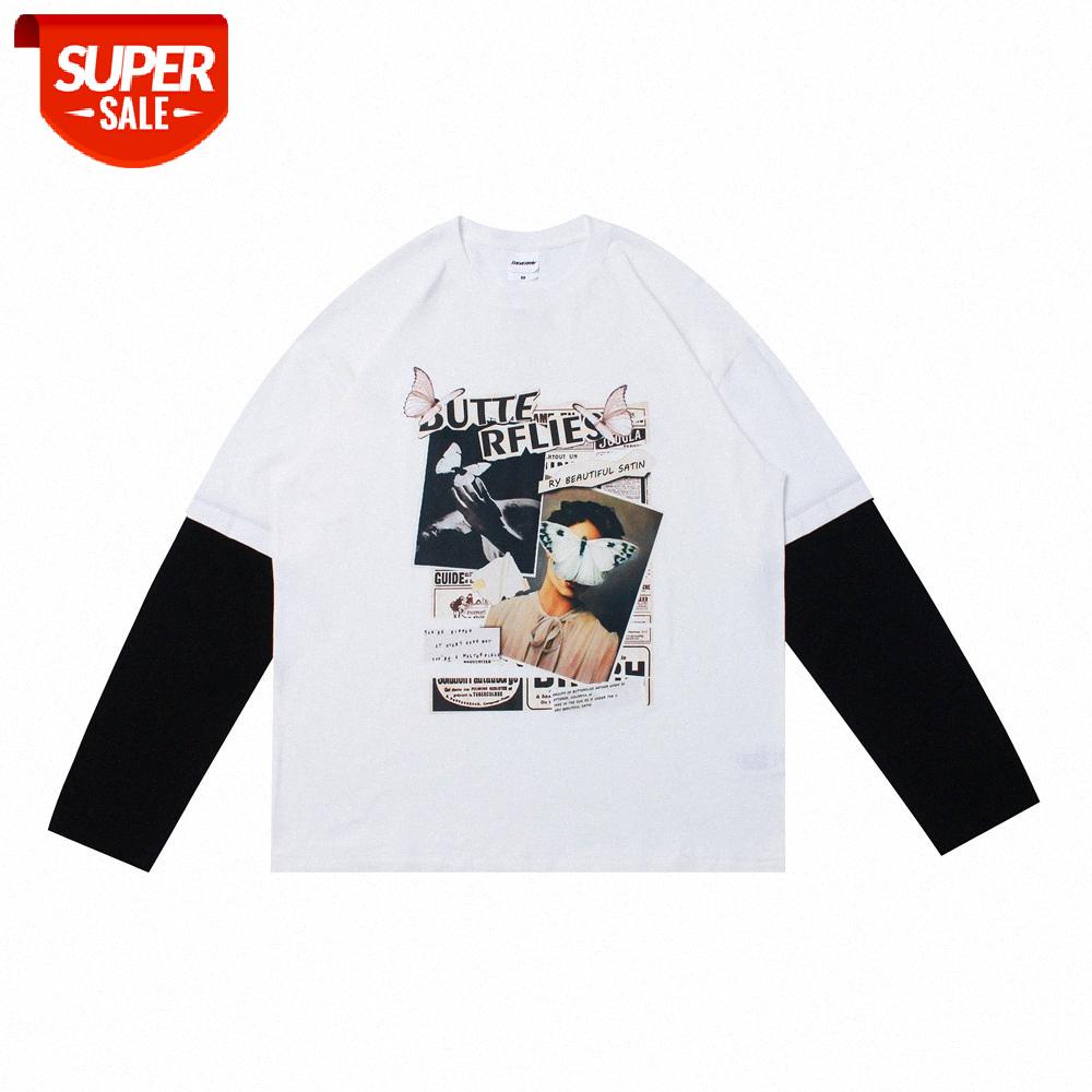 Wind character printing fake two-piece long-sleeved T-shirt men's street flow hit color stitching loose round neck compassionate shirt #NG52, White;black
Wind character printing fake two-piece long-sleeved T-shirt men's street flow hit color stitching loose round neck compassionate shirt #NG52, White;black