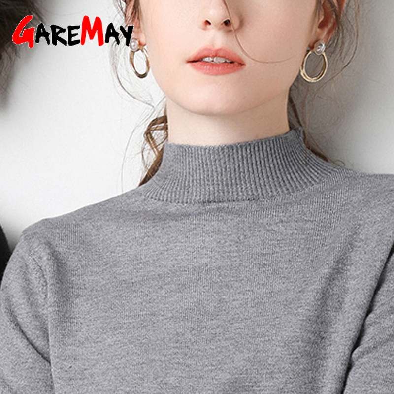 Women Knitting Sweater Long Sleeve Solid Soft Slim Female Stretch Fall Winter Short Round Neck Pullovers Knitwear Jumper 210428
