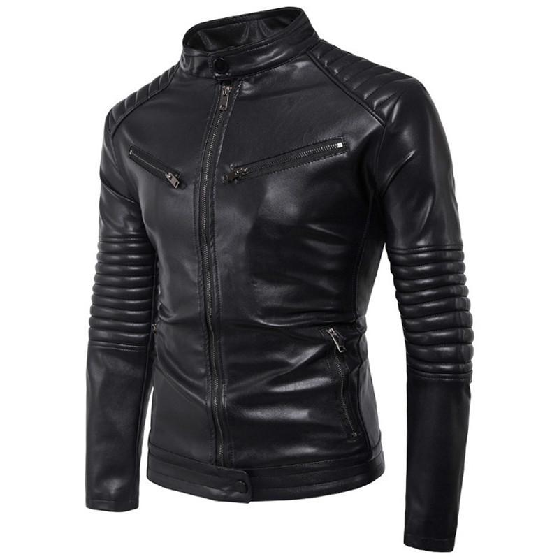 Men's Leather & Faux More size M- Autumn leather jacket of men oblique zipper from motorcycle bomber plutonium fake jackets, Black
Men's Leather & Faux More size M- Autumn leather jacket of men oblique zipper from motorcycle bomber plutonium fake jackets, Black