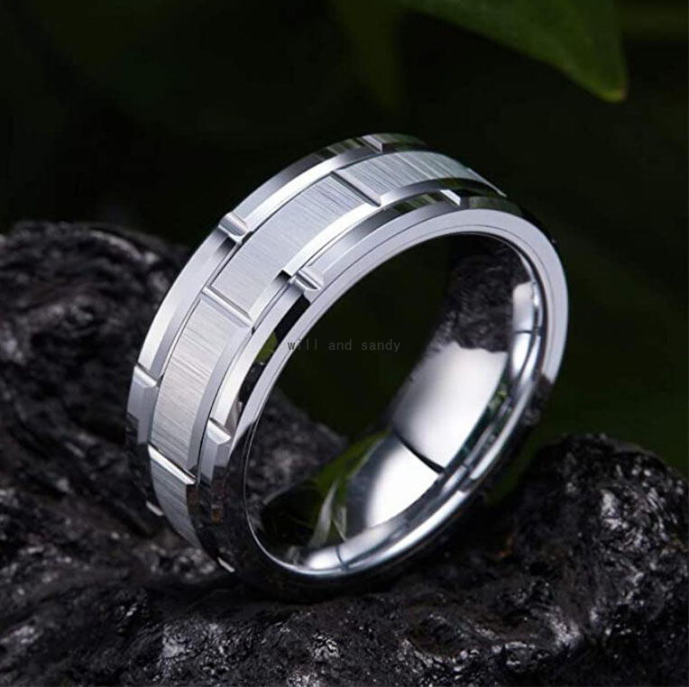 Gold Groove Ring Band Stainless Steel Finger Tail Hiphop Wedding Bands Women Men Fashion Jewelry Gift