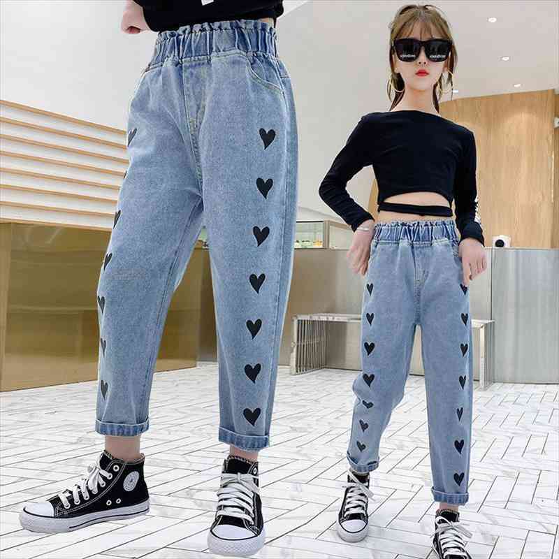 fashion heart print girl jeans elastic waist casual kids spring autumn childrens clothing 4 6 8 10 12 14year old, Blue
fashion heart print girl jeans elastic waist casual kids spring autumn childrens clothing 4 6 8 10 12 14year old, Blue