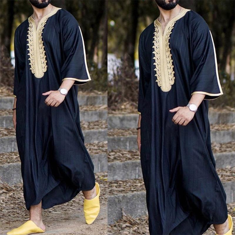 Ethnic Clothing Muslim Men Jubba Thobe Long Sleeve Islamic Embroidery V-Neck Kimono Robe Abaya Caftan Dubai Arab Dress Shirts
Ethnic Clothing Muslim Men Jubba Thobe Long Sleeve Islamic Embroidery V-Neck Kimono Robe Abaya Caftan Dubai Arab Dress Shirts