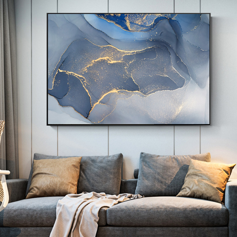 Large Size Canvas Painting Pink Blue Ink Poster Wall Art Abstract Picture HD Printing For Living Room Decoration No Frame