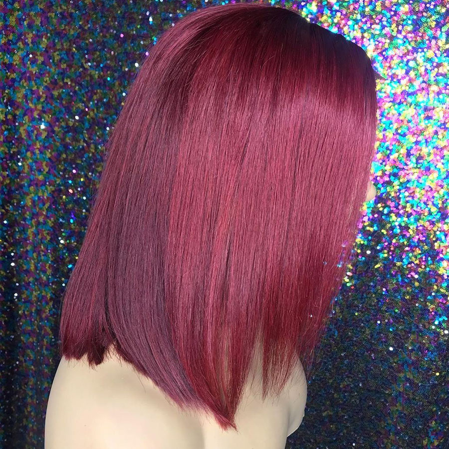 Short Bob Lace Front Synthetic Hair Wigs For Women Burgundy Color Preplucked With Babyhair Glueless Heat Resistant Daily/Cosplay